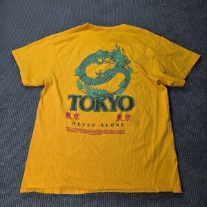 RSQ Tokyo Dragon Graphic T Shirt Mens Large Yellow Streetwear Skate Tee